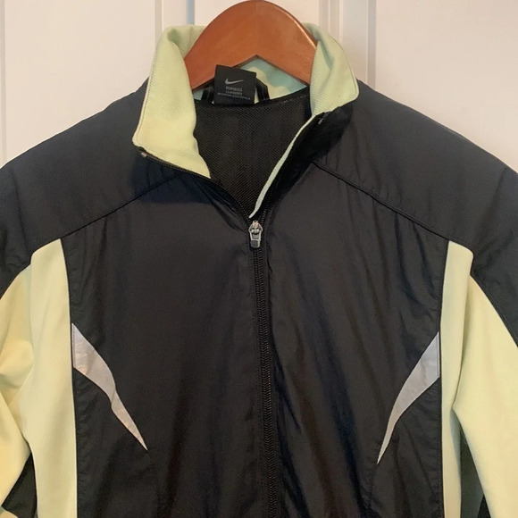 VTG Women’s Running Training Track Jacket Lightweight Reflective Black Green M-S - Picture 2 of 9